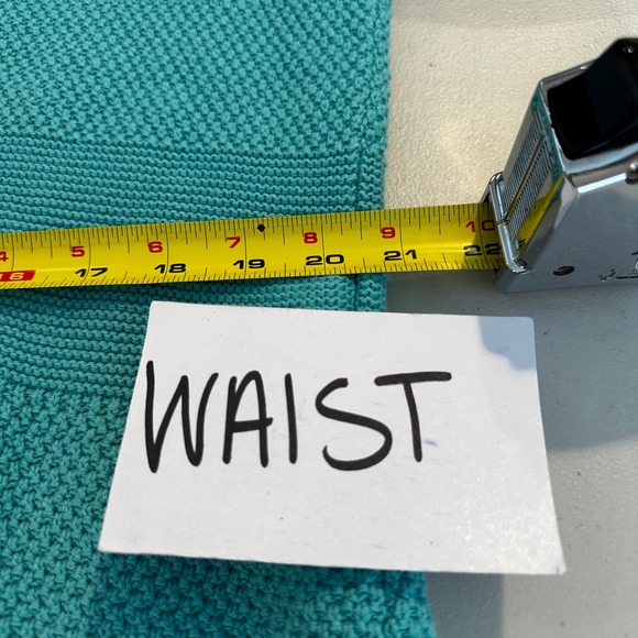 Talbots Womens Sweater 1X Teal Blue Textured Knit Crew Neck Button Sleeve Cotton - Picture 8 of 9